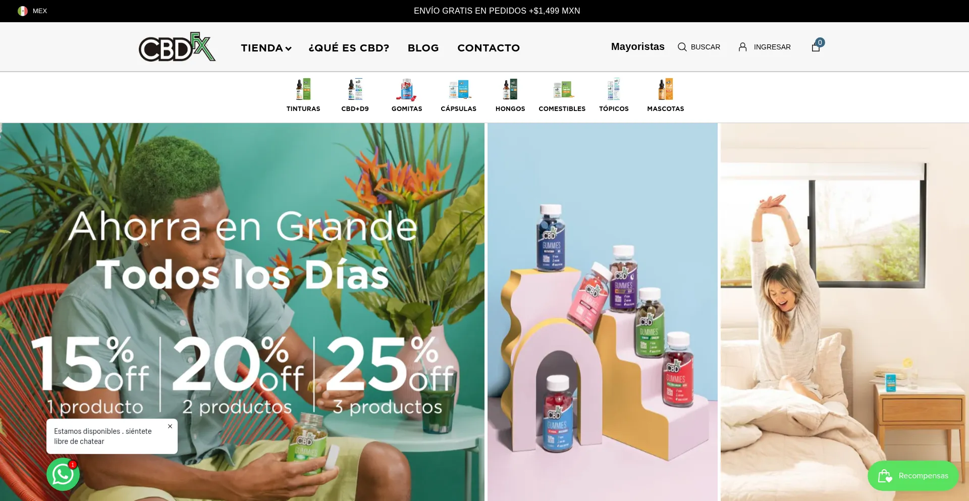 Website screenshot of Cbdfx.com.mx