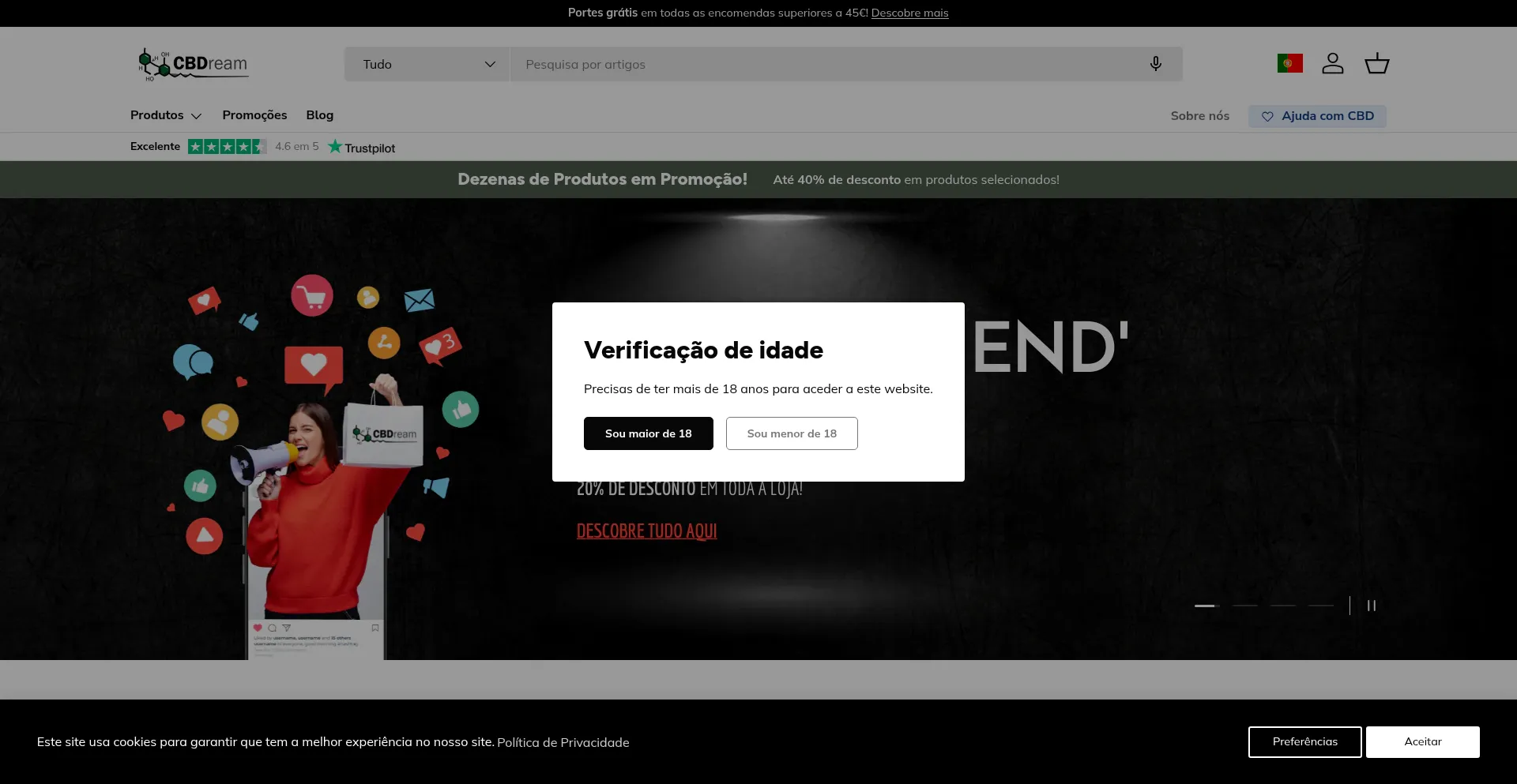 Website screenshot of Cbdream.pt