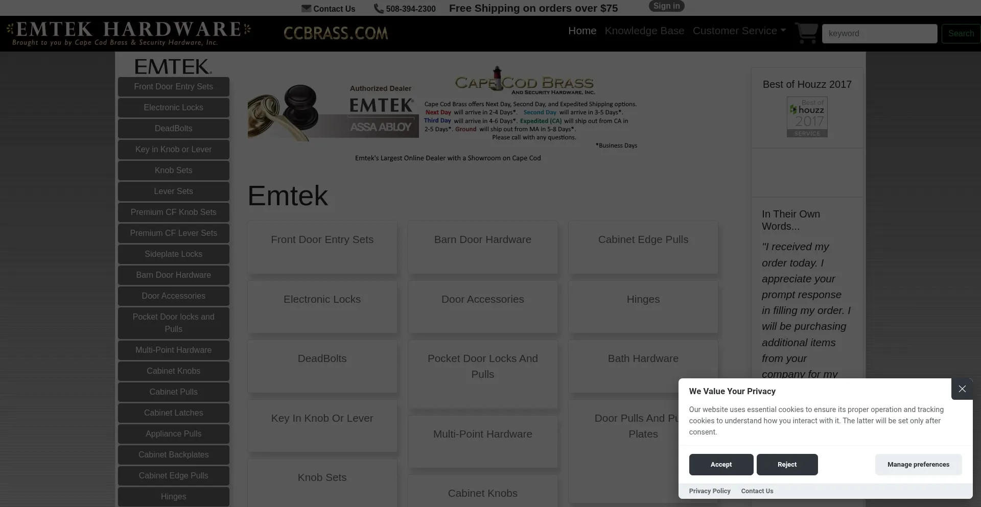 Website screenshot of Ccbrass.com