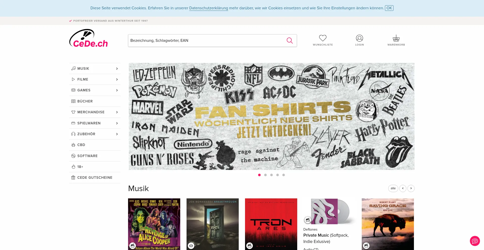 Website screenshot of Cede.ch