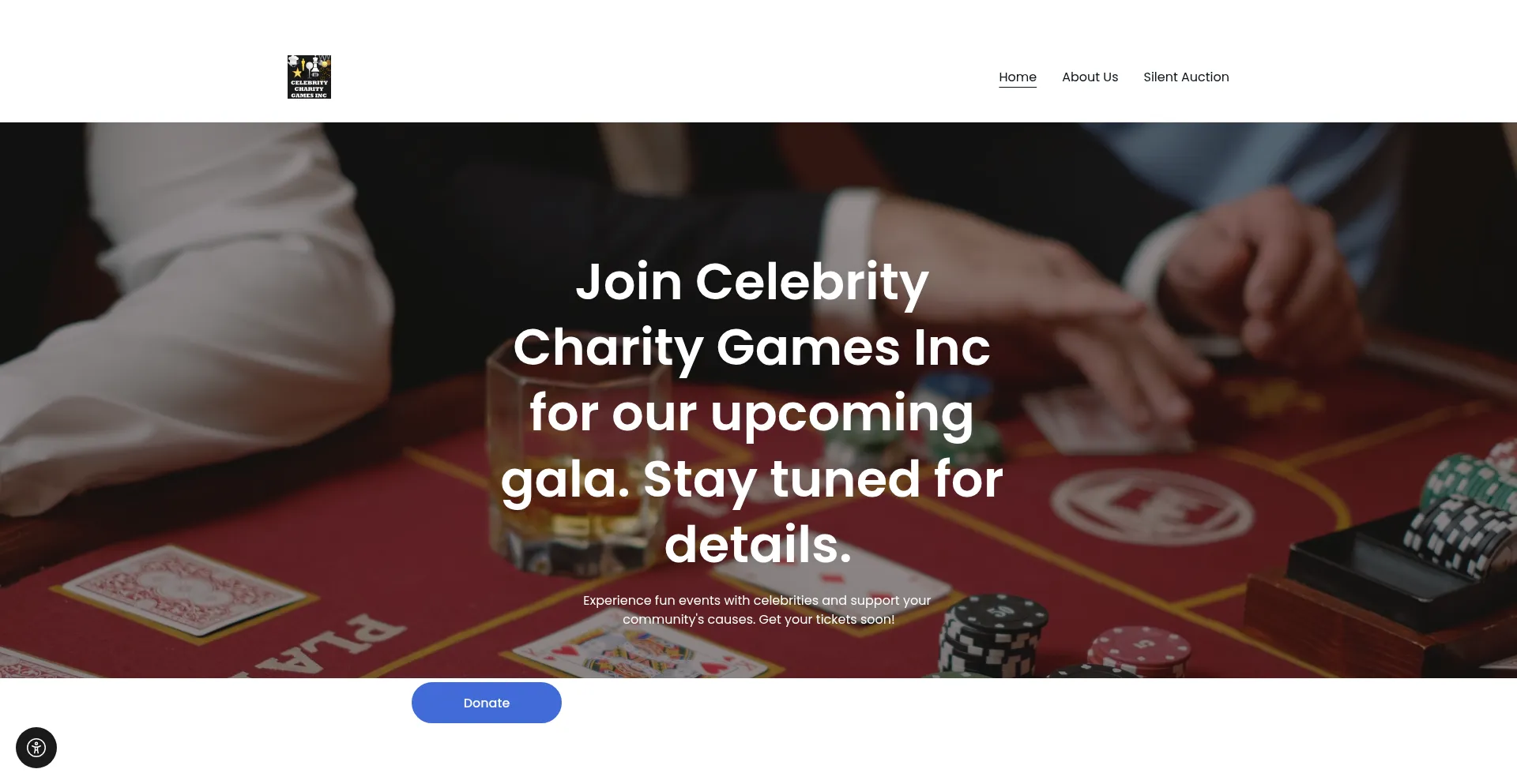 Website screenshot of Celebritycharitygamesinc.org
