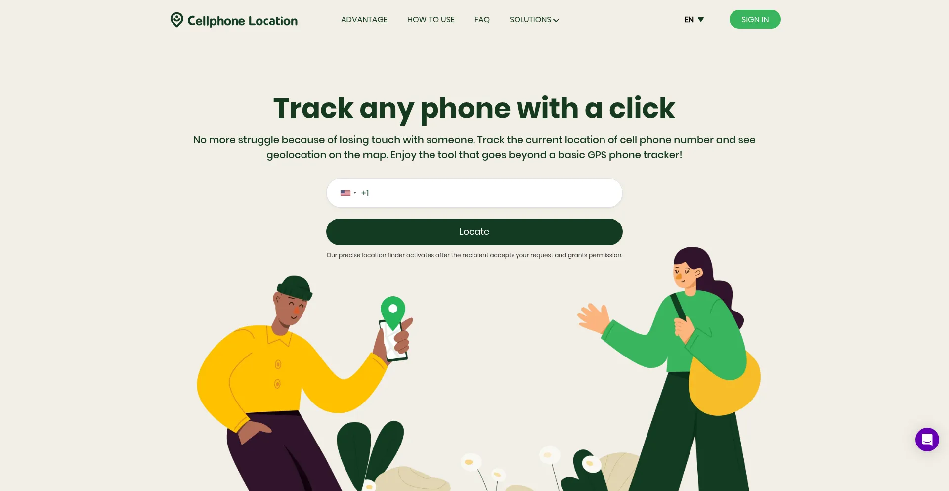 Website screenshot of Cellphonelocation.net