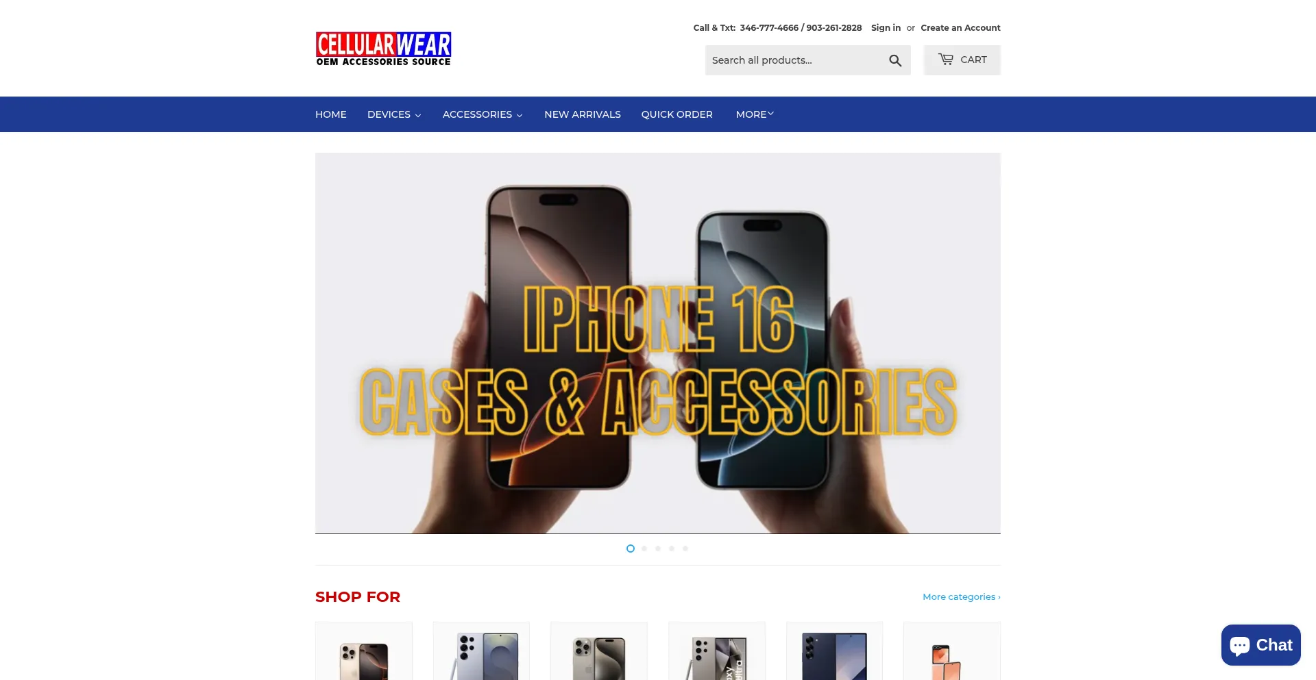 Website screenshot of Cellularwear.us