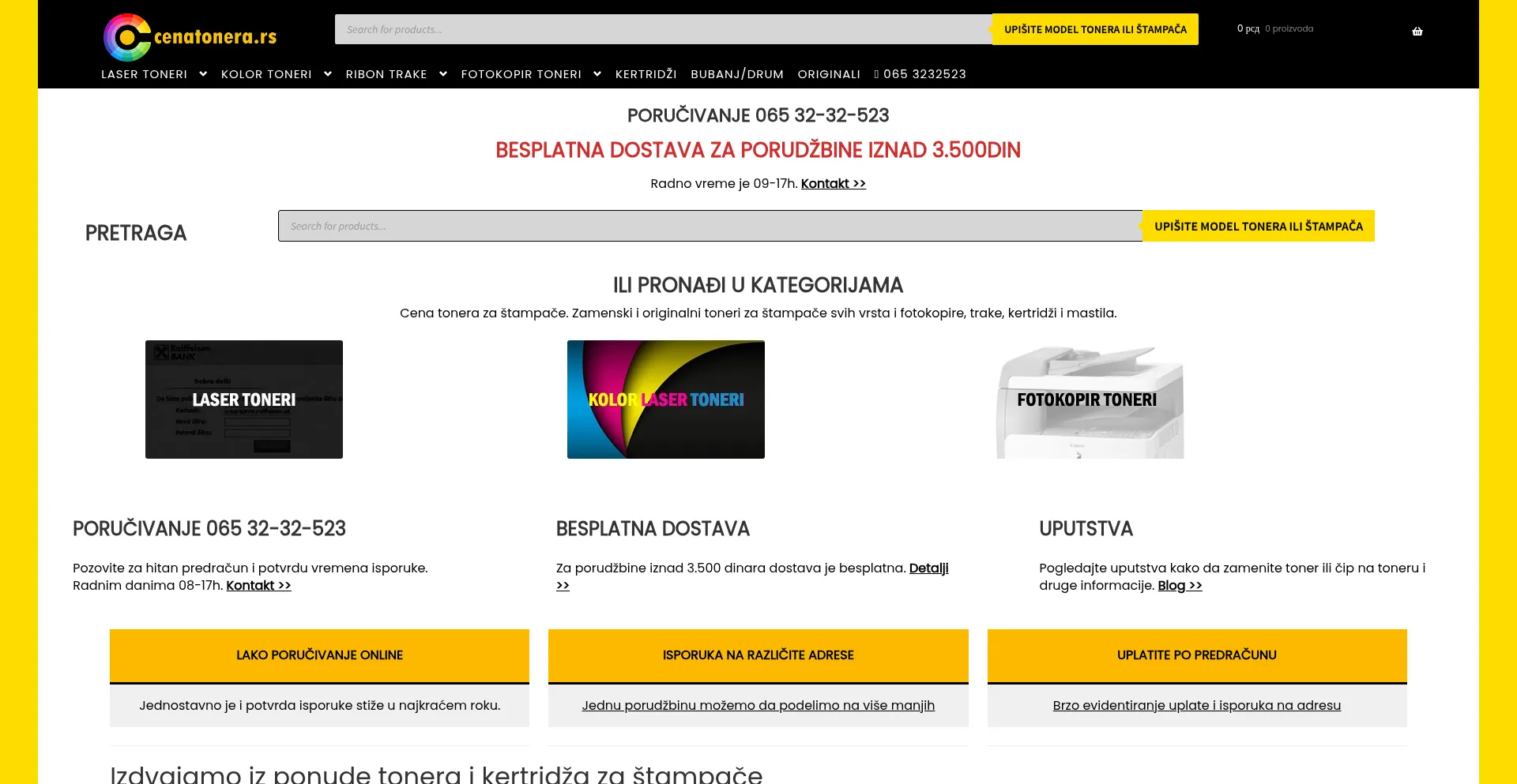 Website screenshot of Cenatonera.rs
