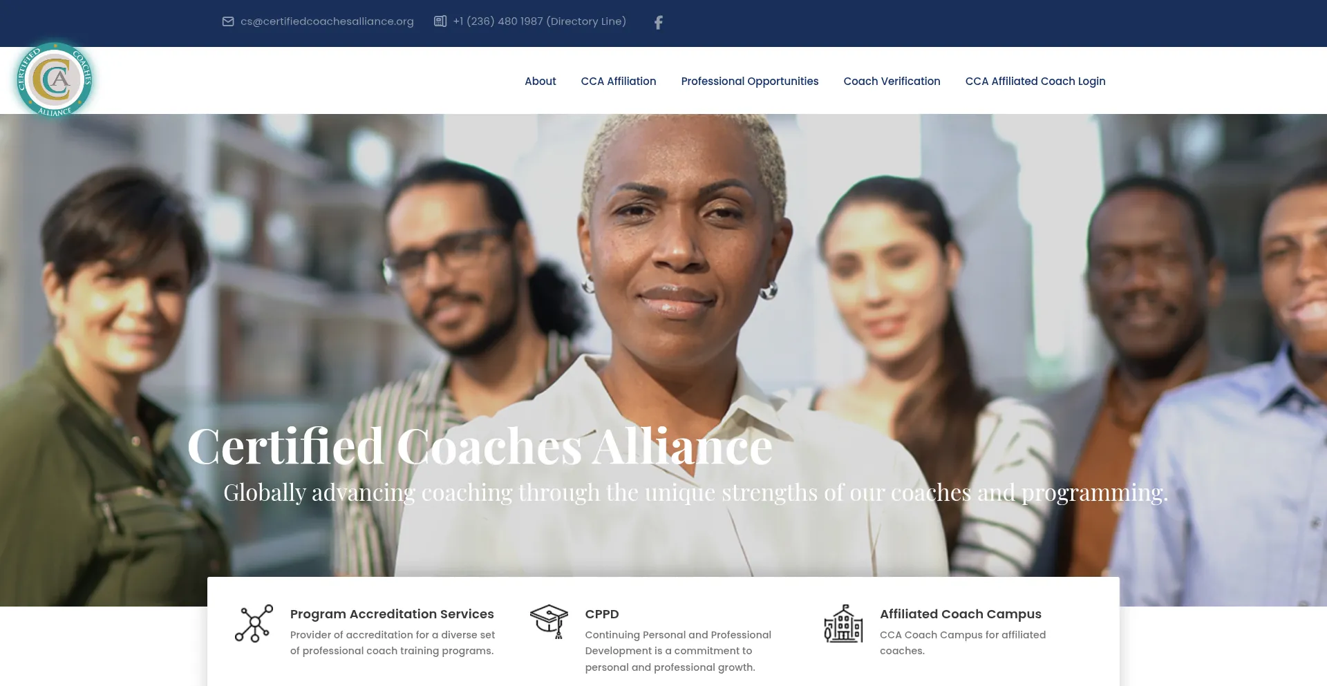 Website screenshot of Certifiedcoachesalliance.com