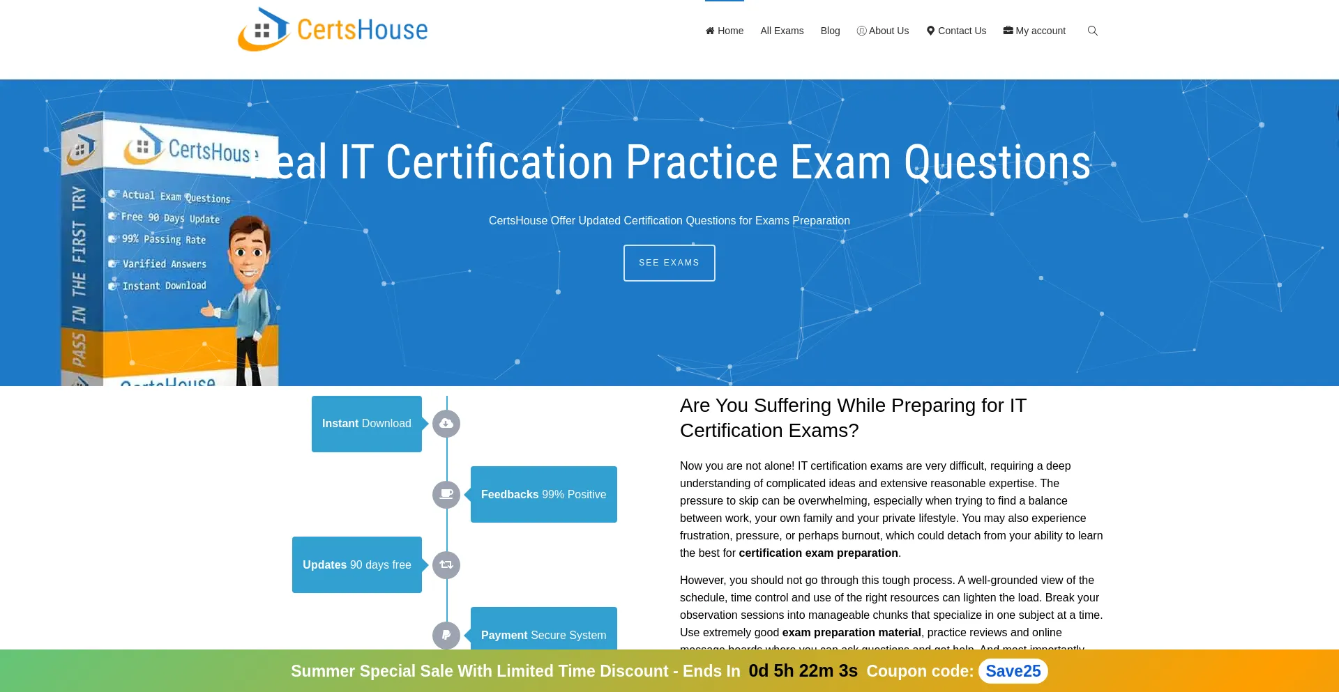 Website screenshot of Certshouse.com
