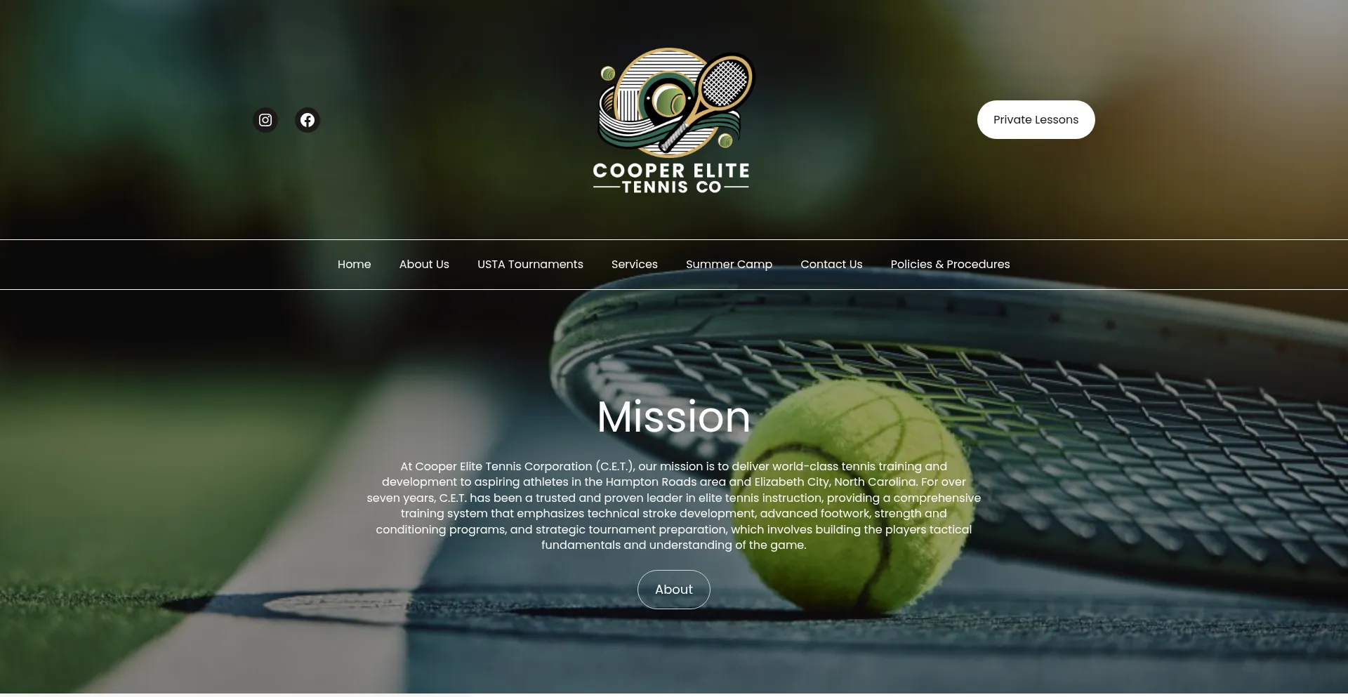 Website screenshot of Cetennis.org