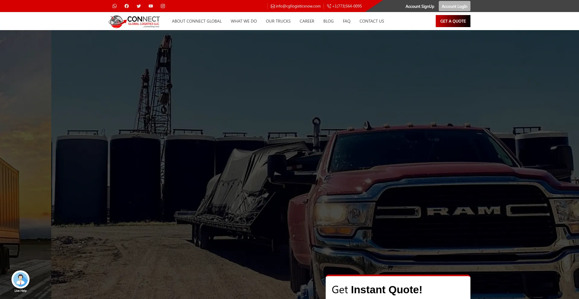 Website screenshot of Cgllogisticsnow.com