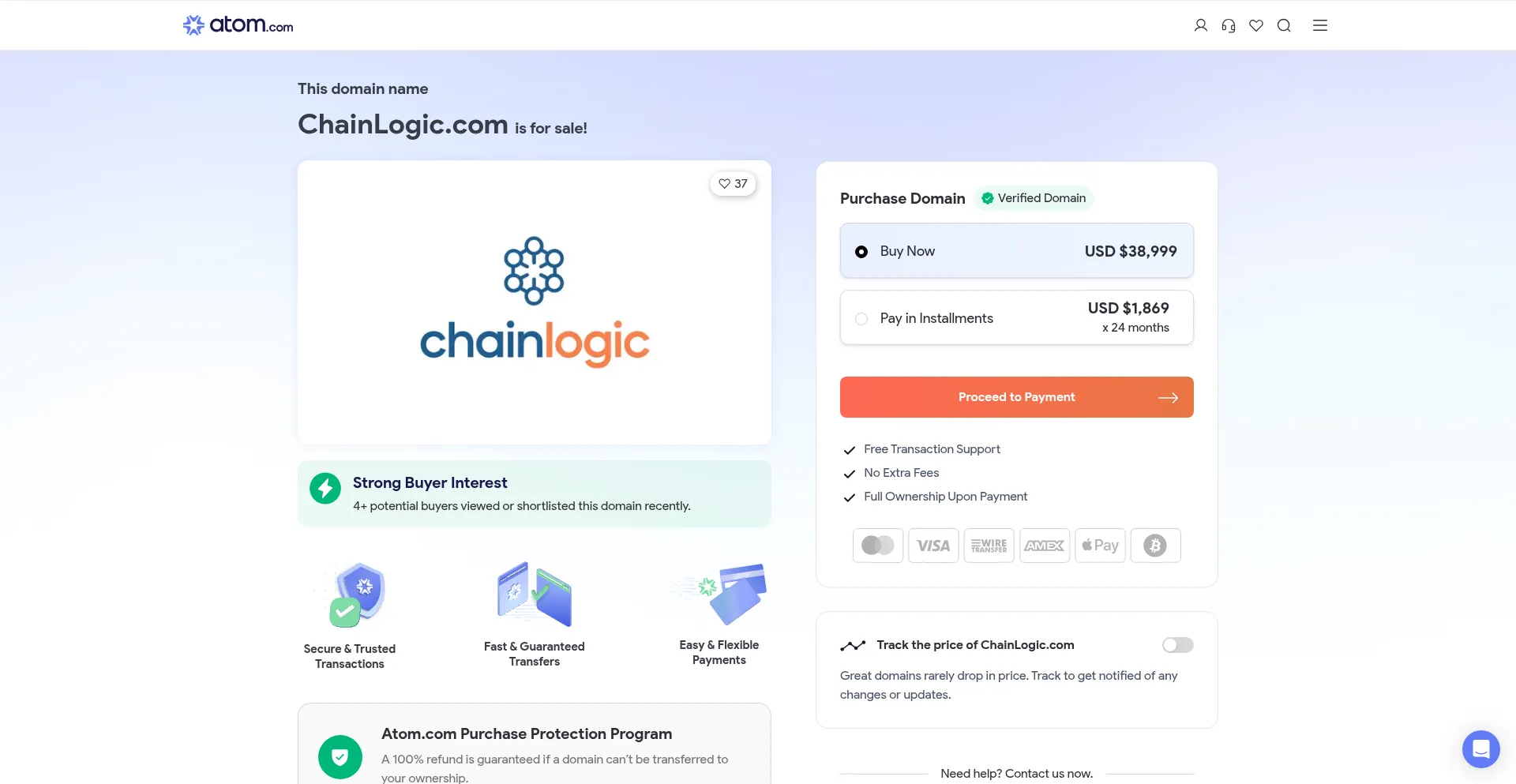 Website screenshot of Chainlogic.com