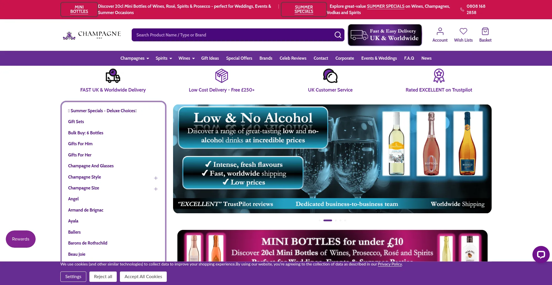 Website screenshot of Champagneone.co.uk