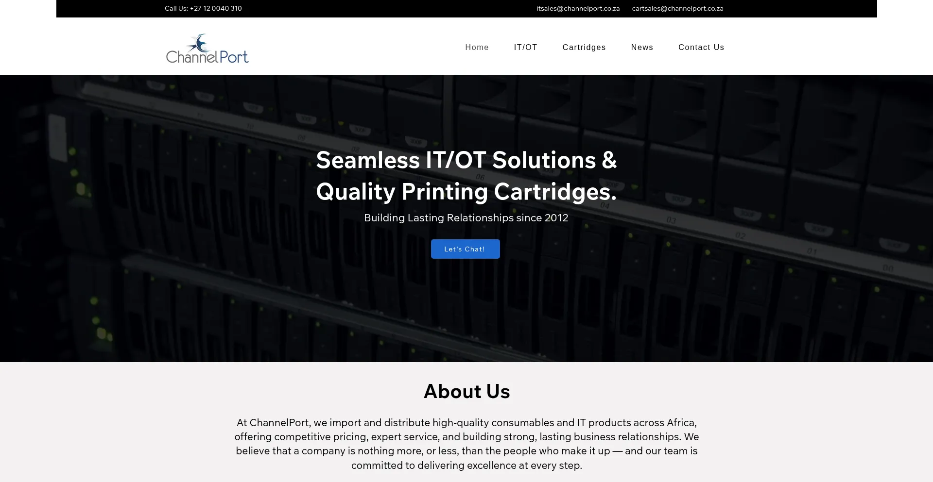 Website screenshot of Channelport.co.za