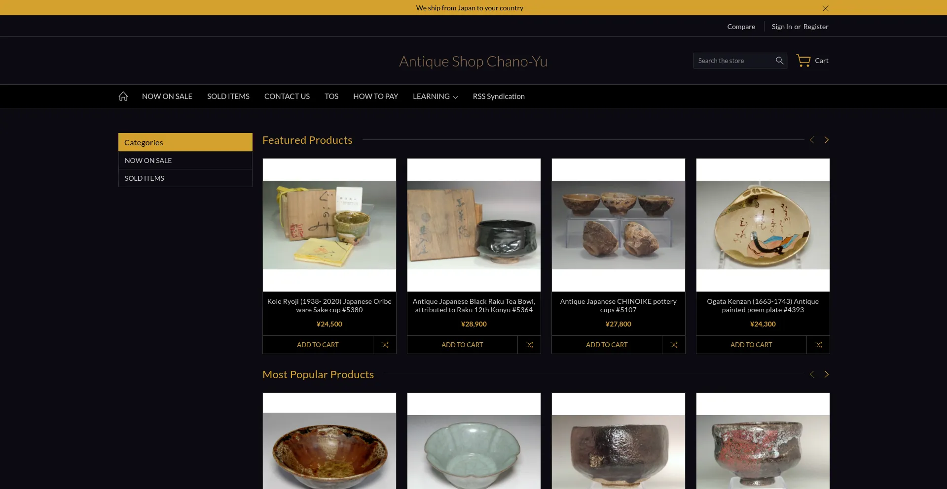 Website screenshot of Chano-yu.com
