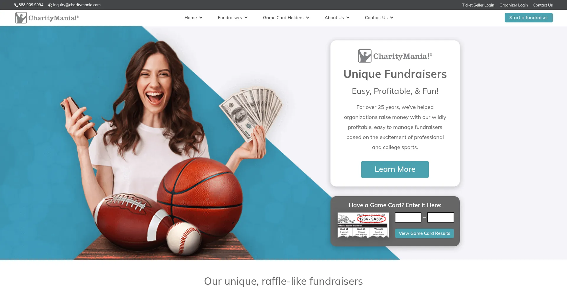 Website screenshot of Charitymania.com
