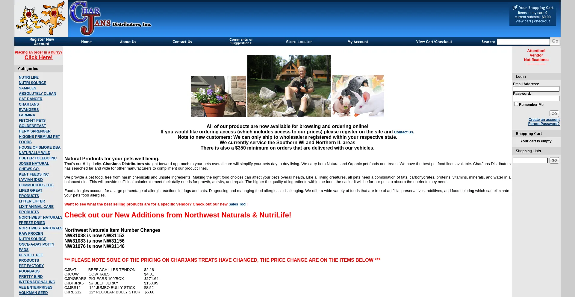 Website screenshot of Charjans.com