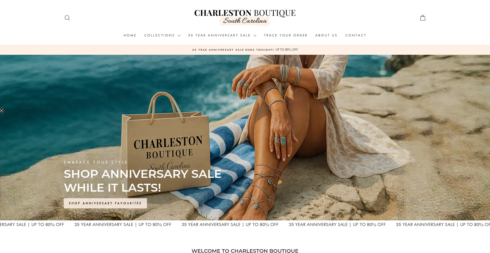 Website screenshot of Charleston-boutique.us