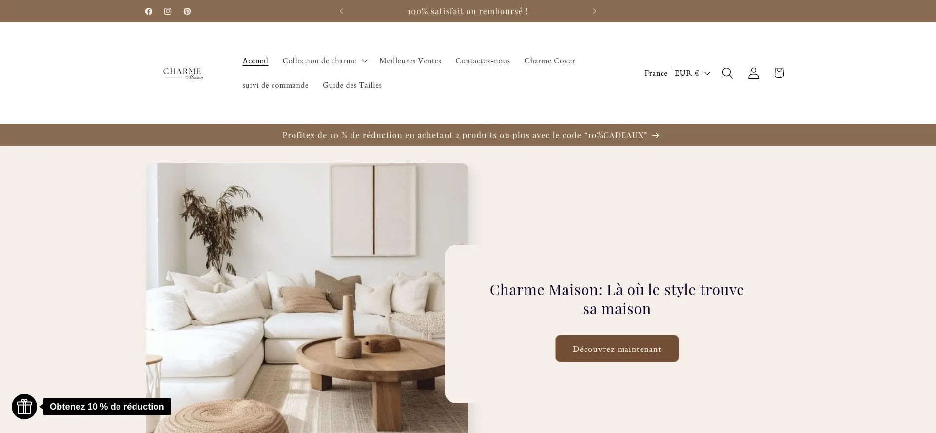 Website screenshot of Charme-maison.com