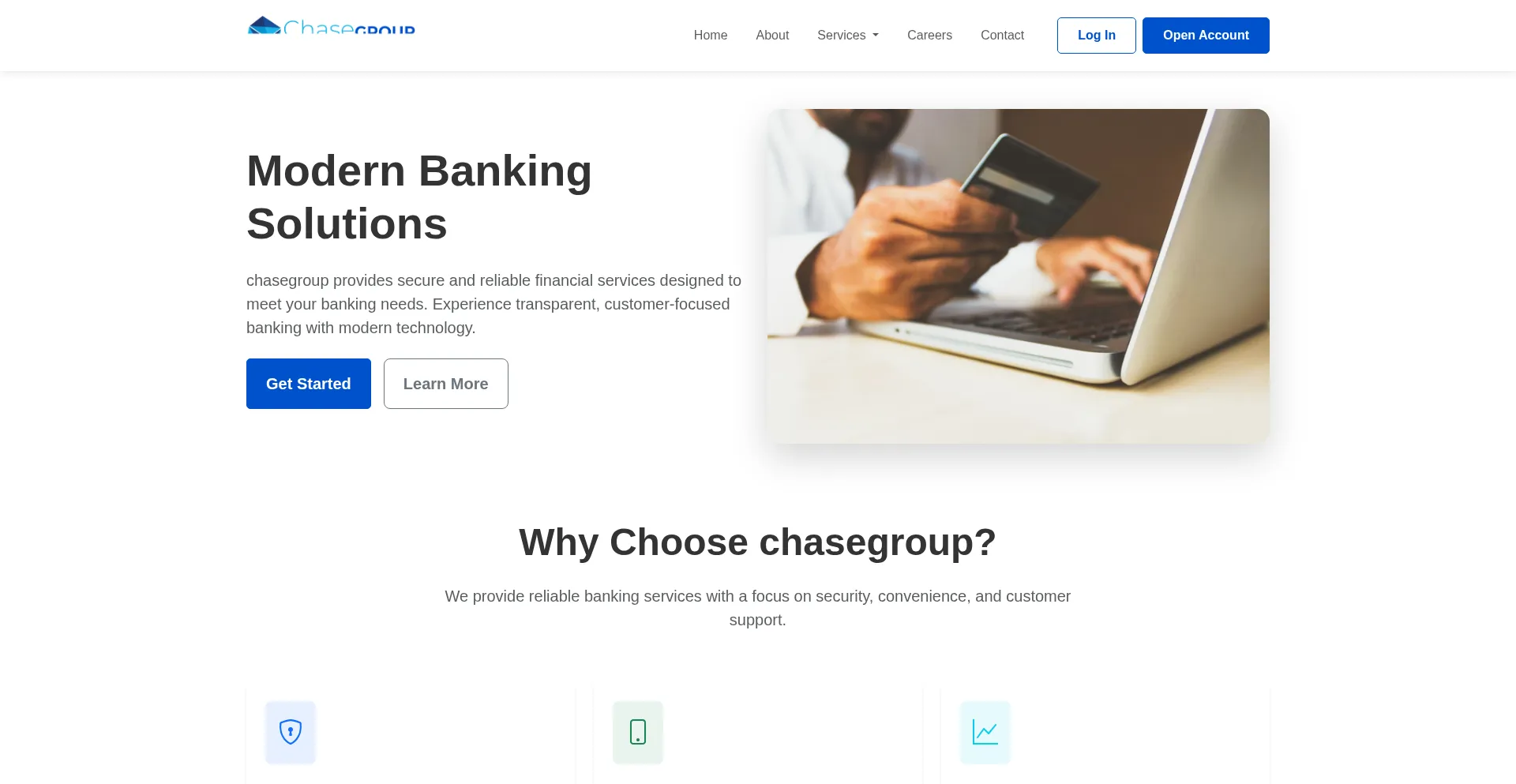 Website screenshot of Chasegroup-online.com