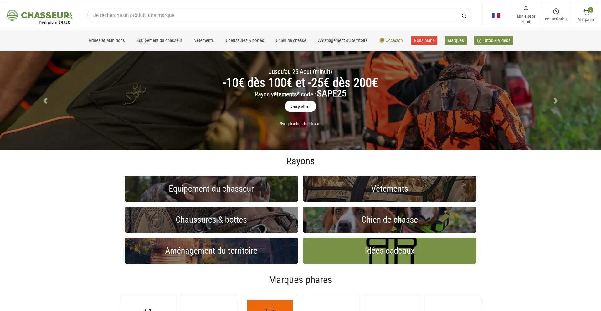 Website screenshot of Chasseur.com