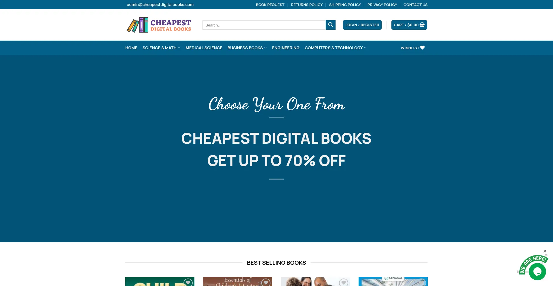 Website screenshot of Cheapestdigitalbooks.com