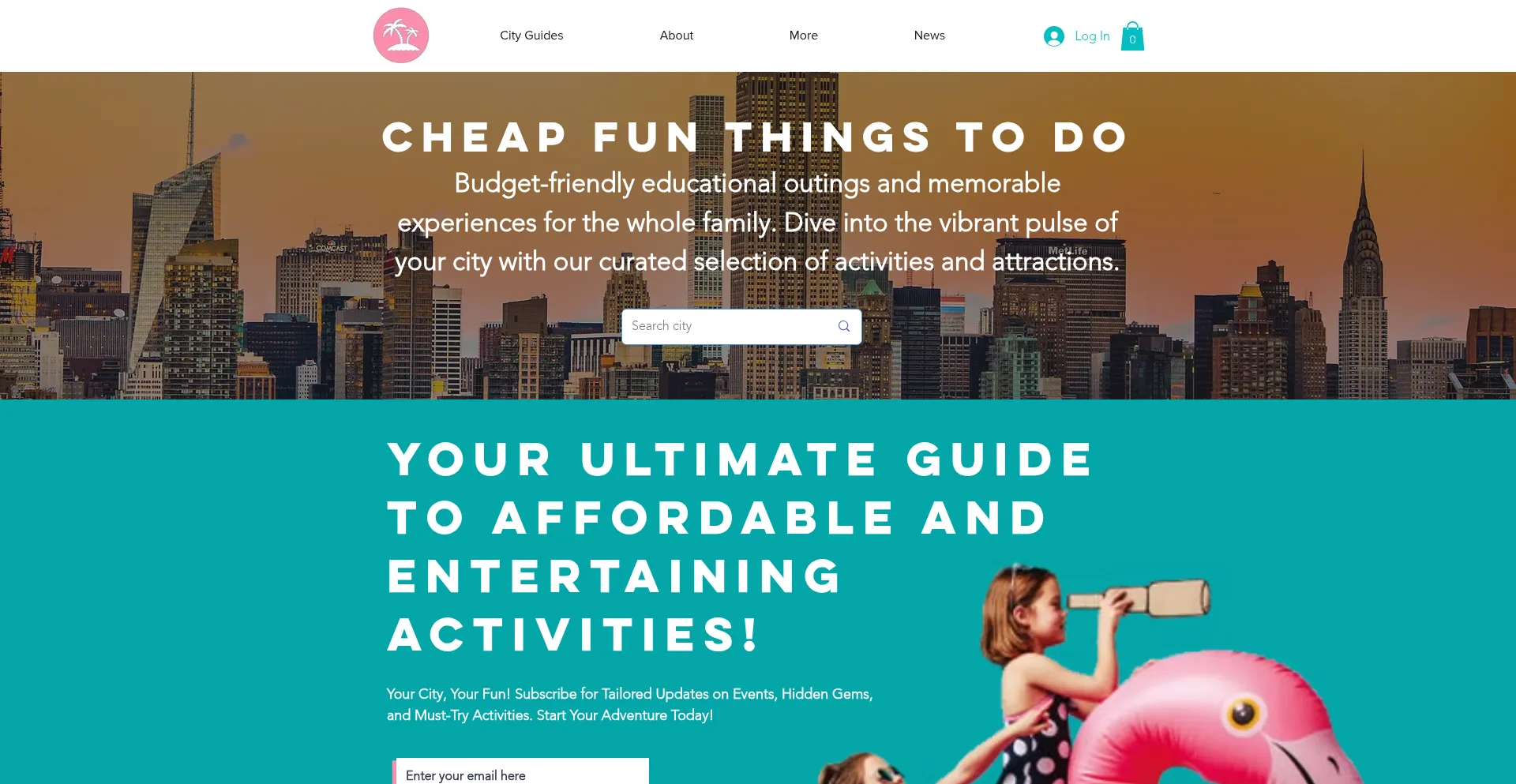 Website screenshot of Cheapfunthingstodo.com