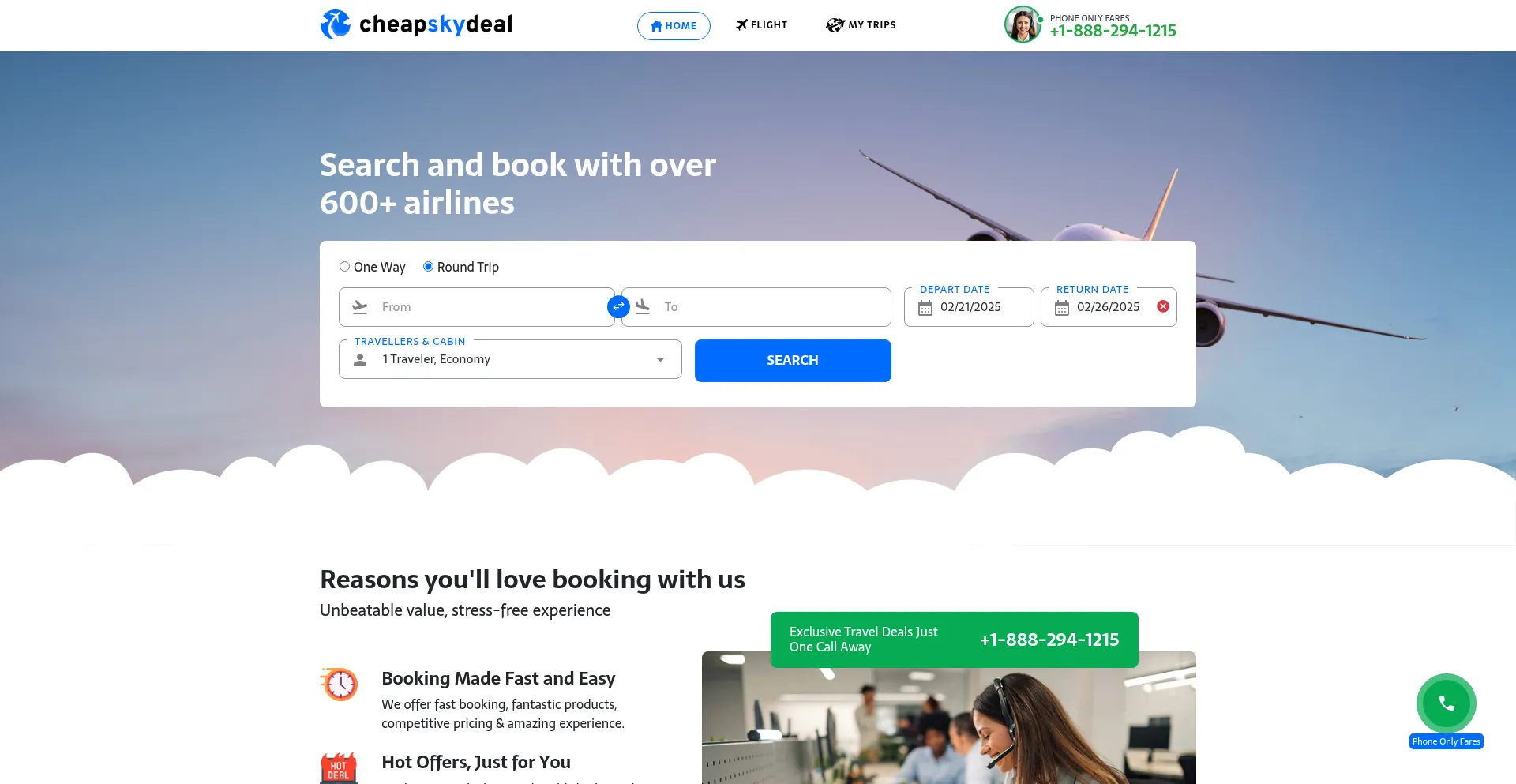 Website screenshot of Cheapskydeal.com