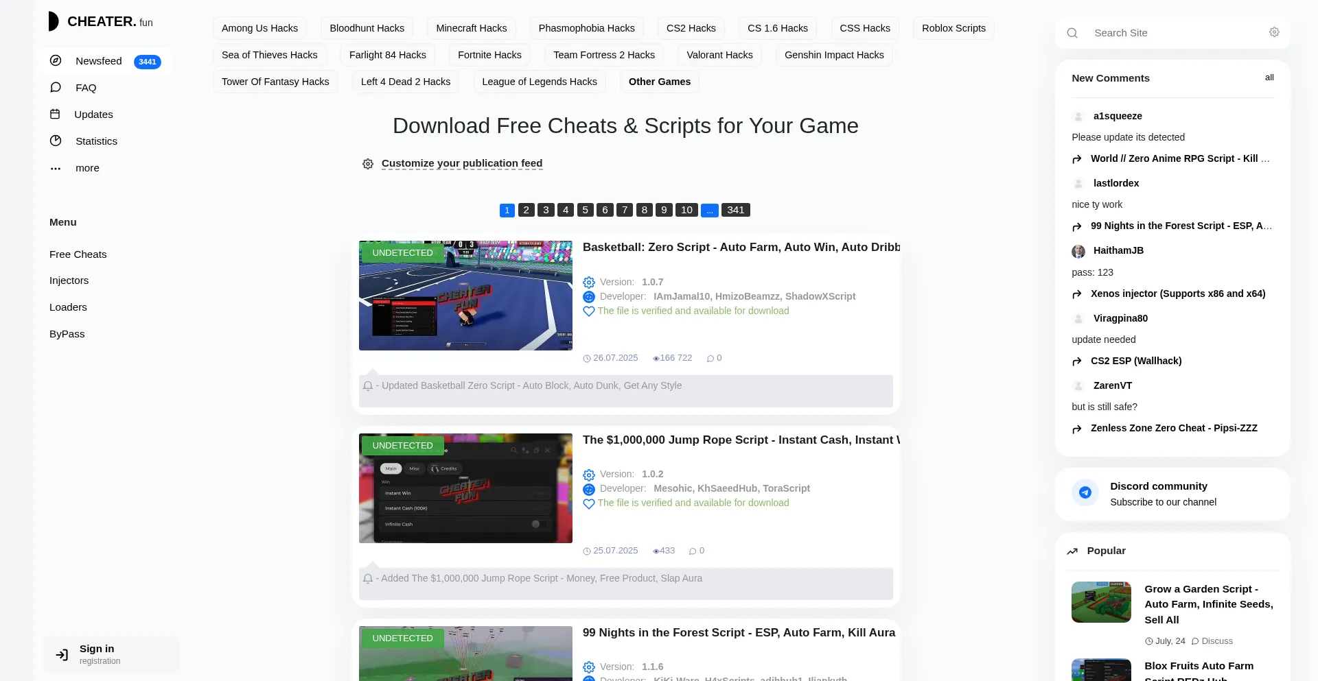 Website screenshot of Cheater.fun