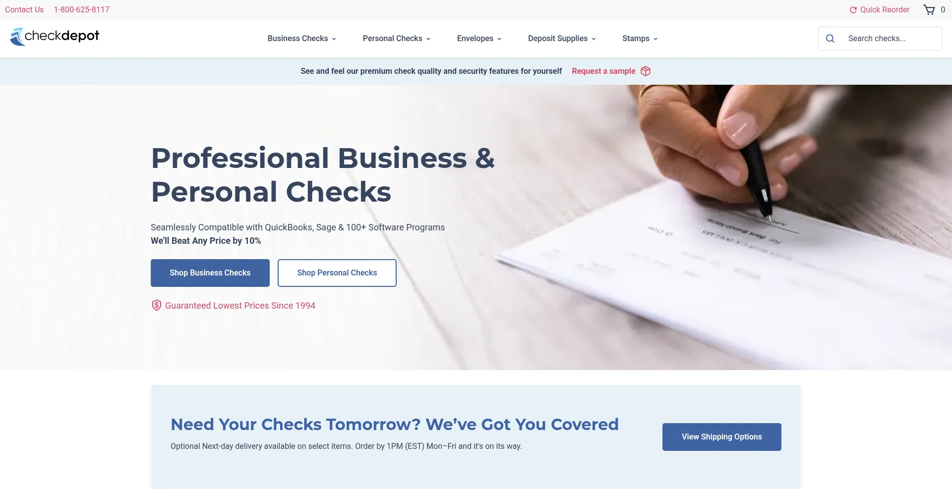 Website screenshot of Checkdepot.com