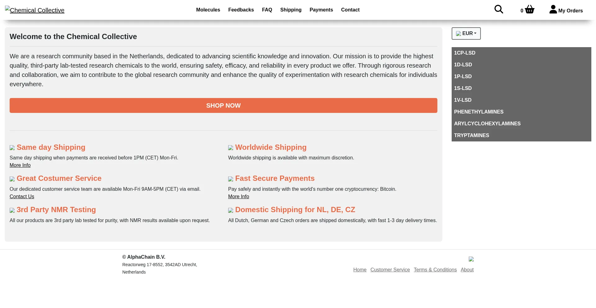 Website screenshot of Chemicalcollective.net