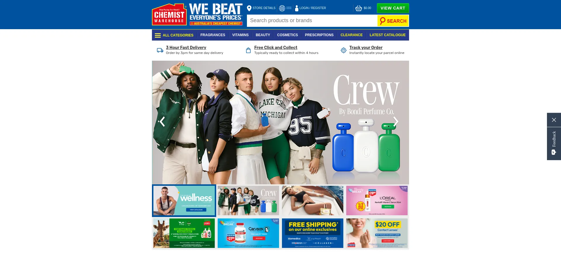 Website screenshot of Chemistwarehouse.com.au
