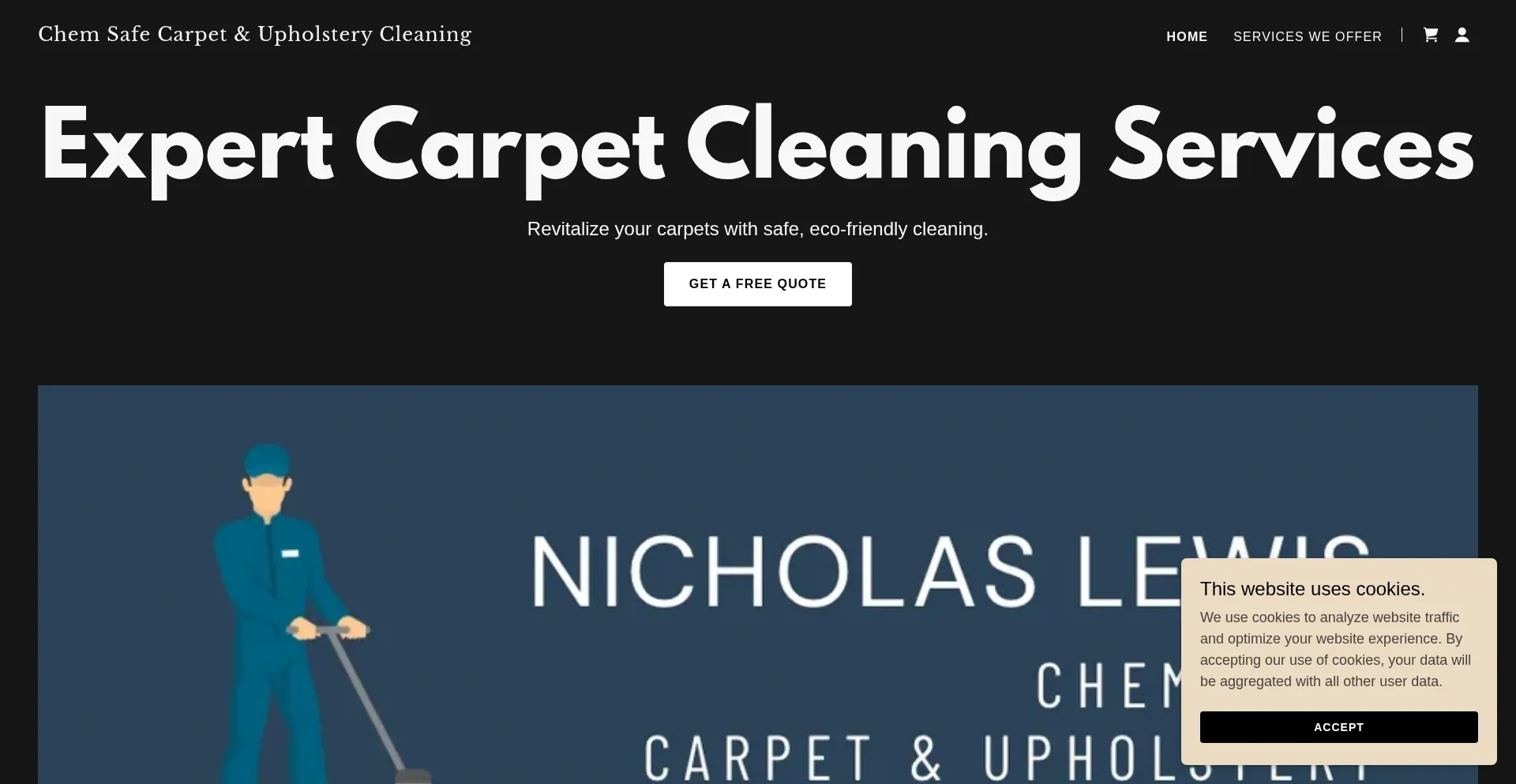Website screenshot of Chemsafecarpet.com