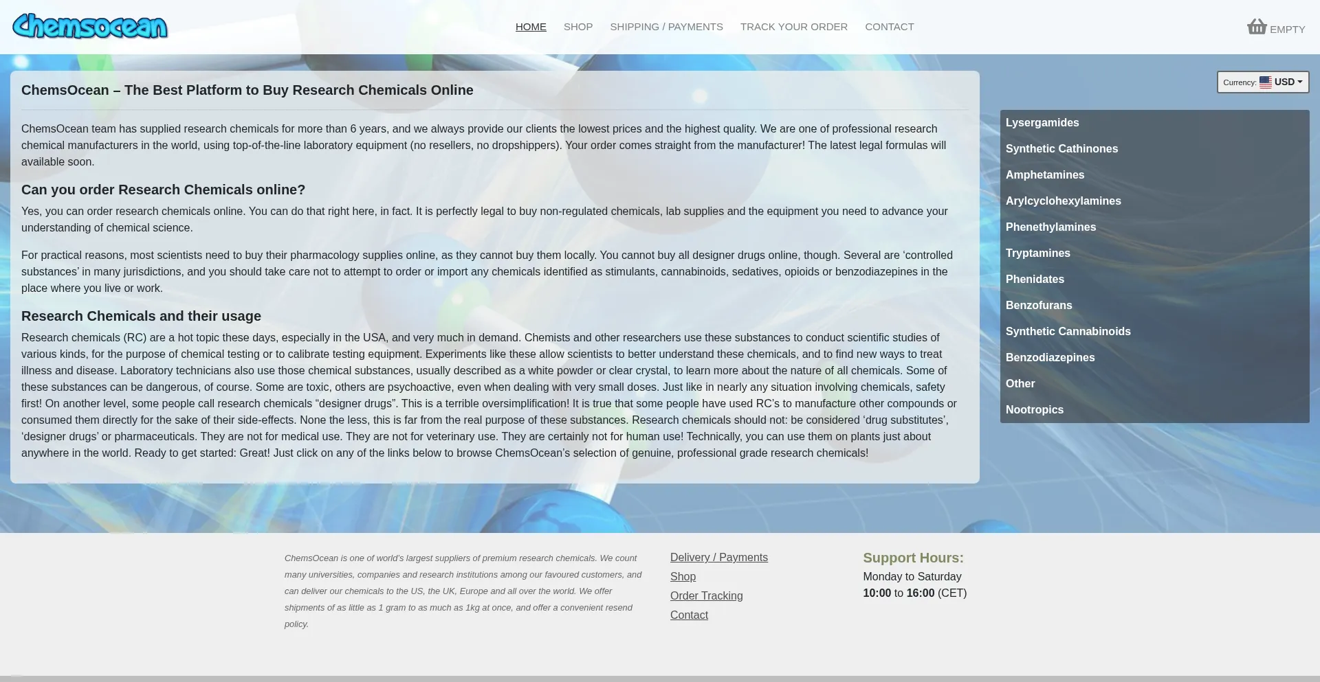 Website screenshot of Chemsocean.com