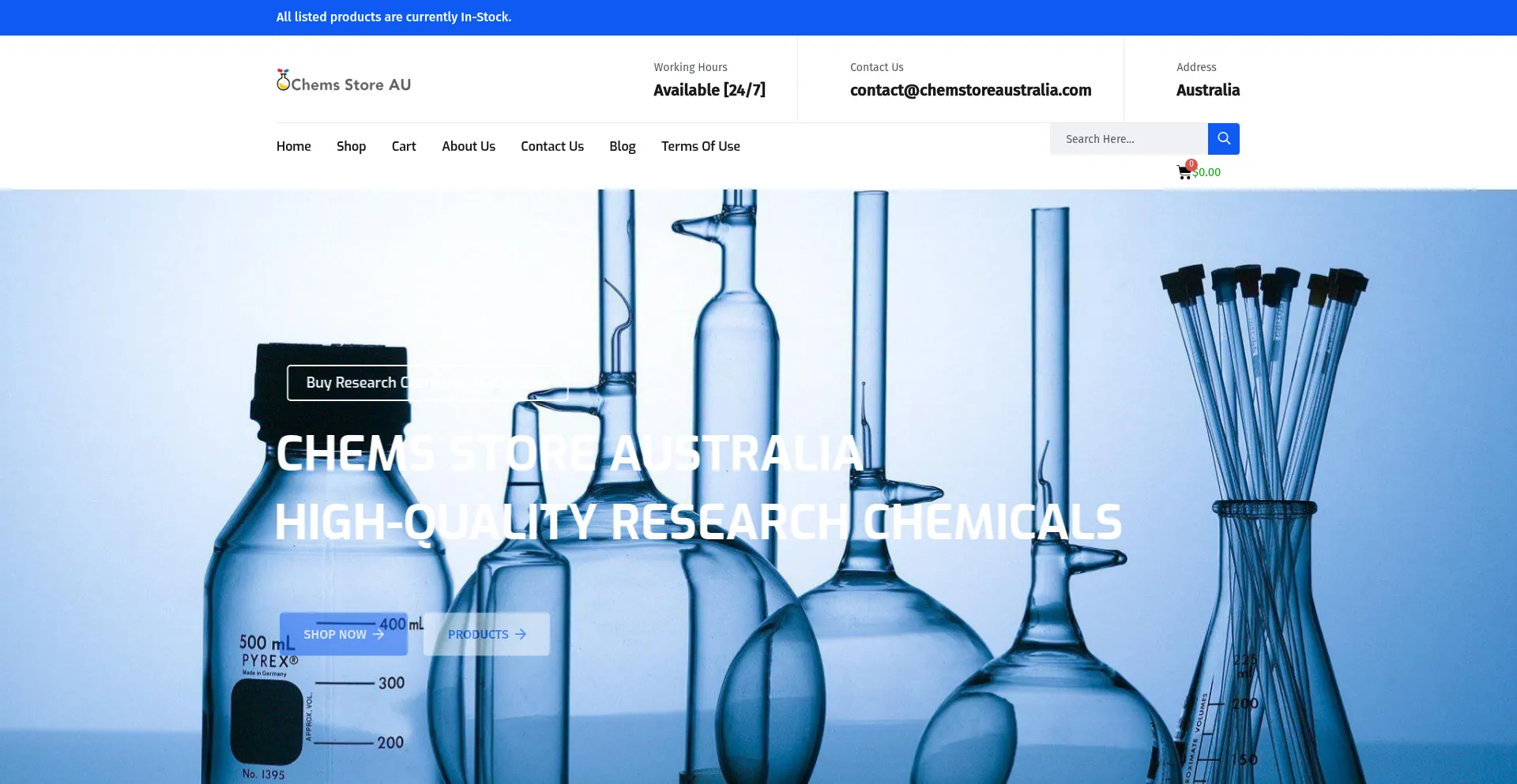 Website screenshot of Chemstoreaustralia.com