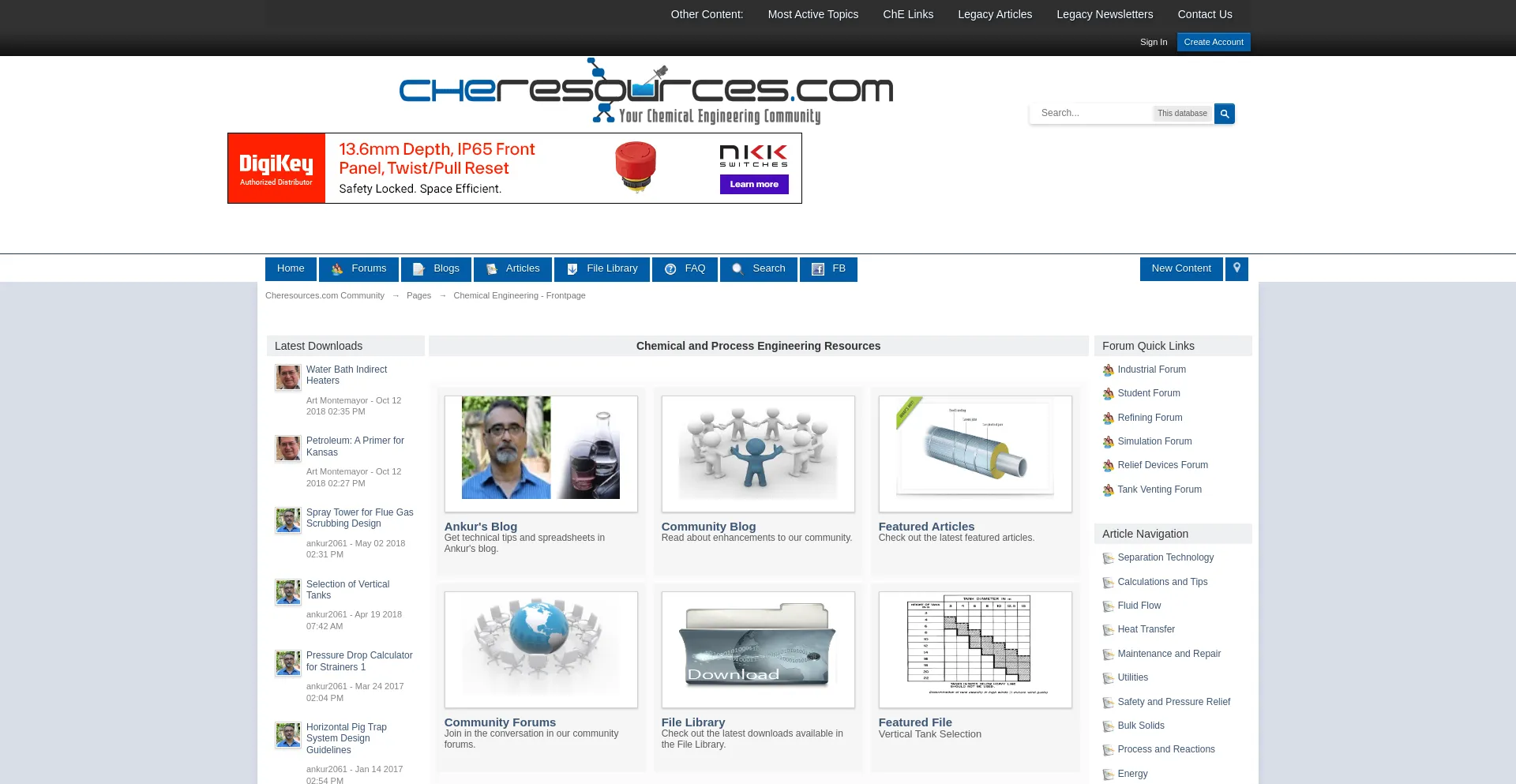 Website screenshot of Cheresources.com