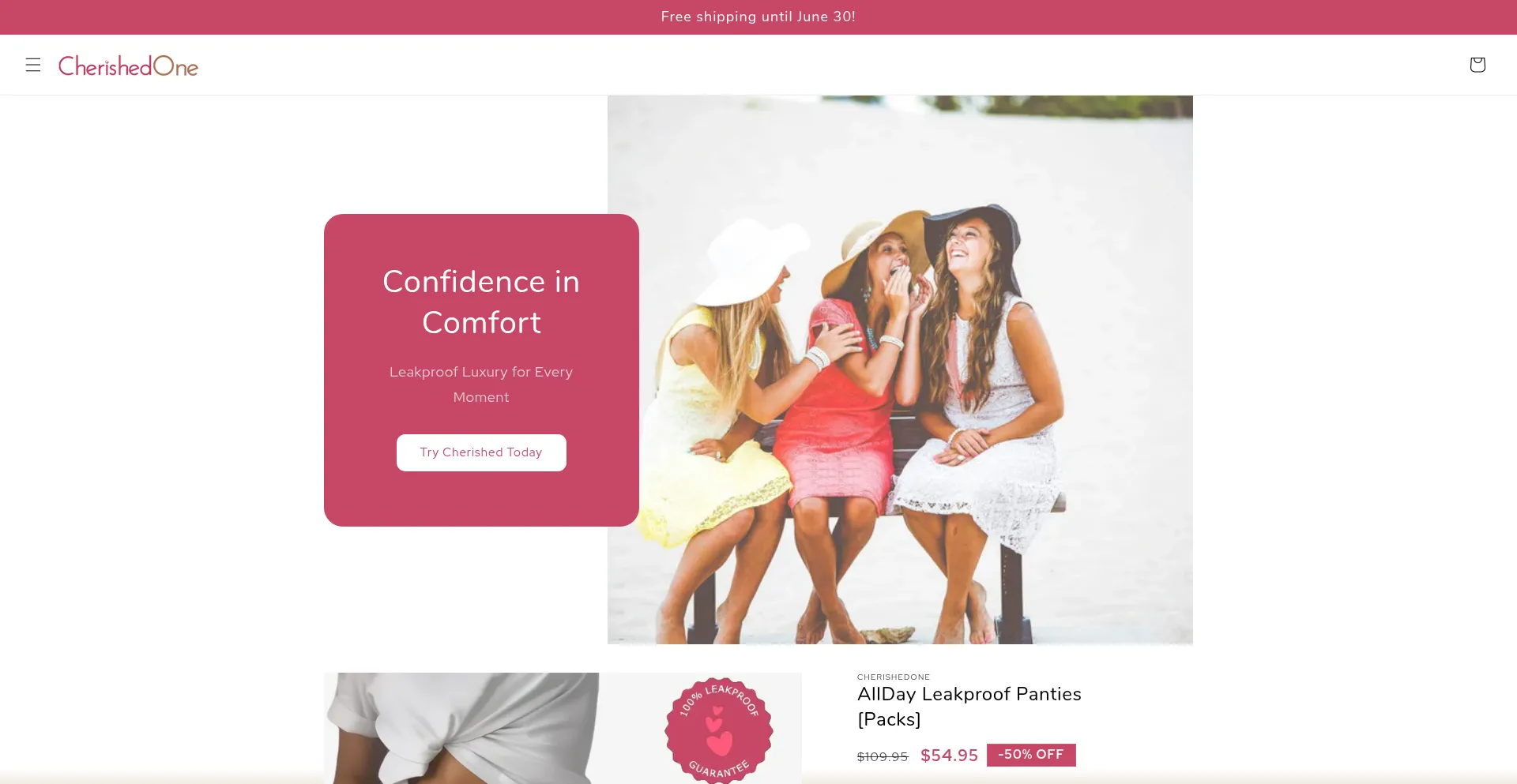 Website screenshot of Cherishedonestore.com
