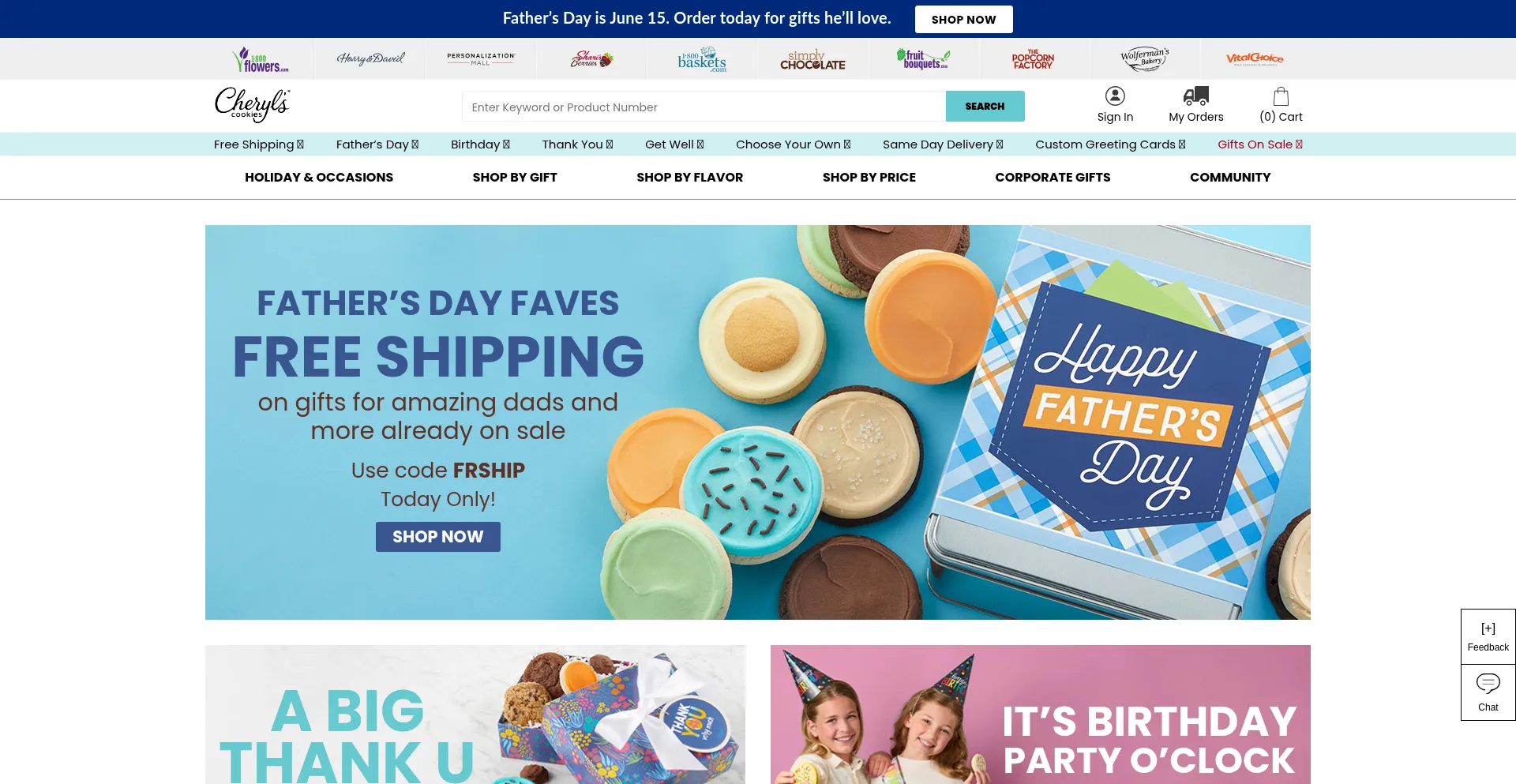 Website screenshot of Cherylscookies.com