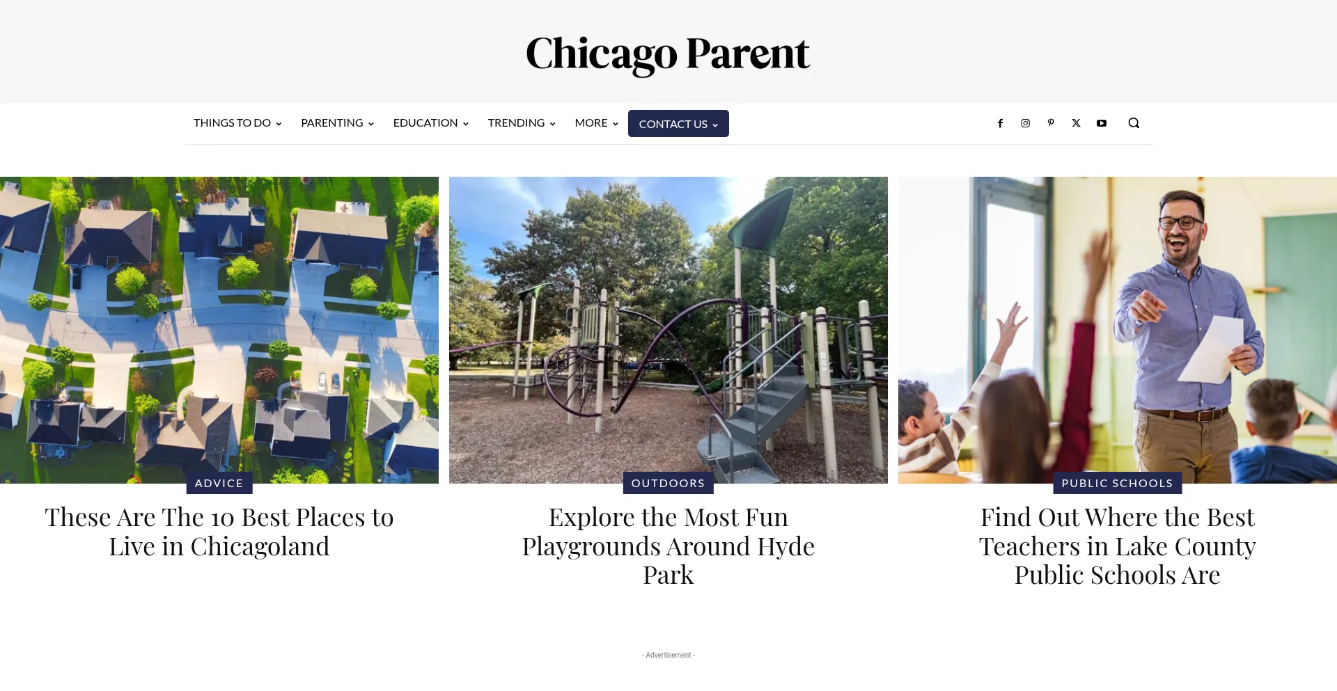 Website screenshot of Chicagoparent.com