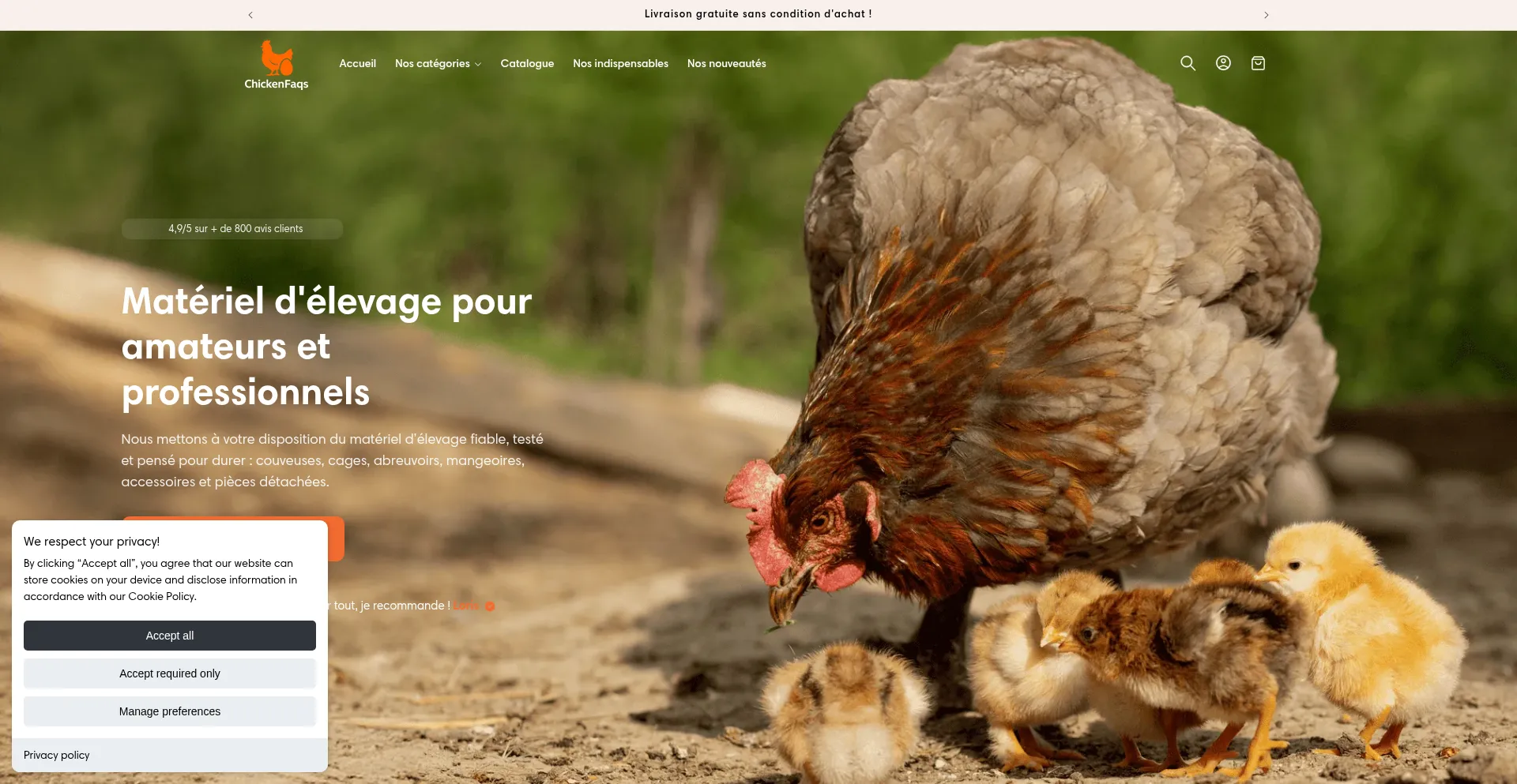 Website screenshot of Chickenfaqs.com