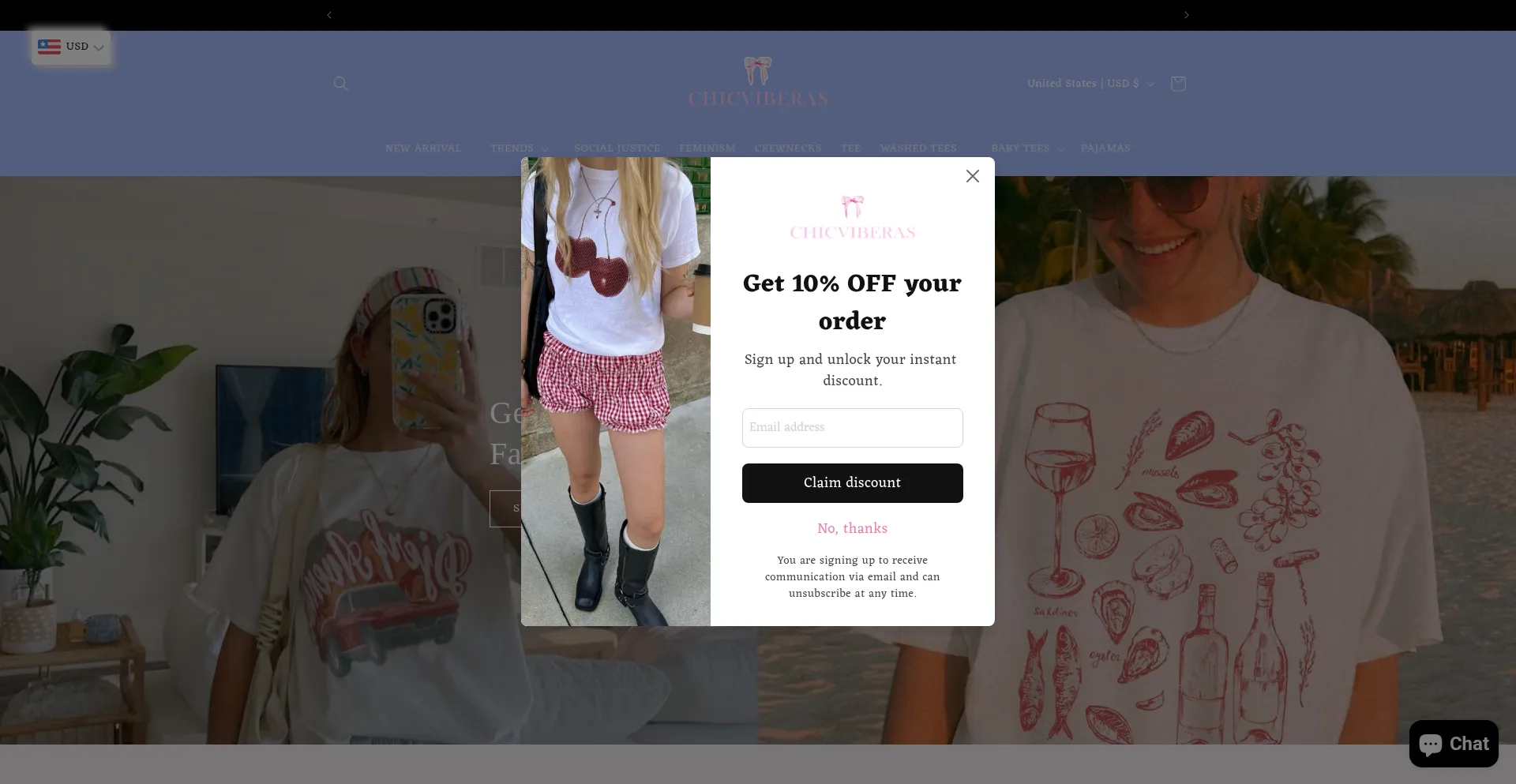 Website screenshot of Chicviberas.com