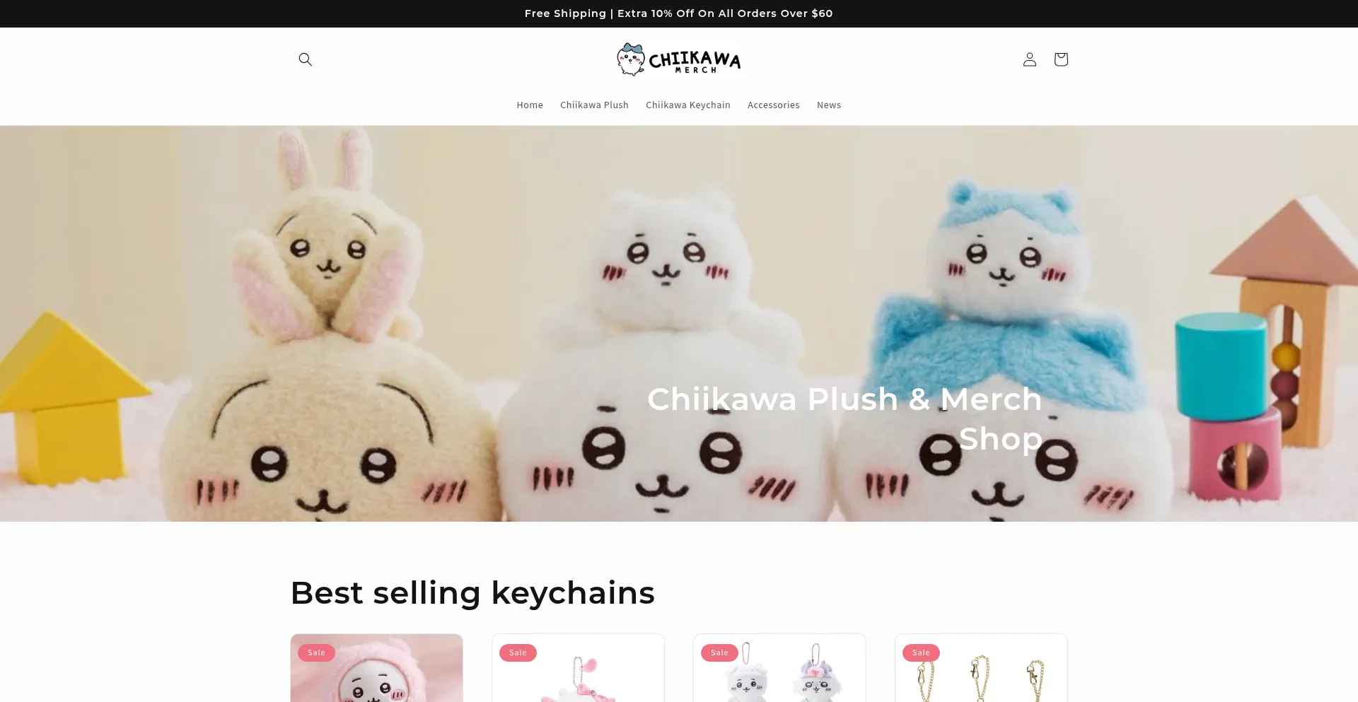 Website screenshot of Chiikawa-merch.com
