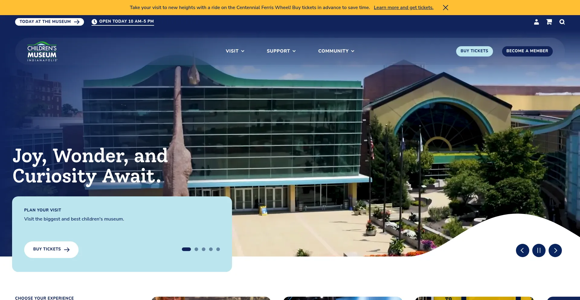 Website screenshot of Childrensmuseum.org
