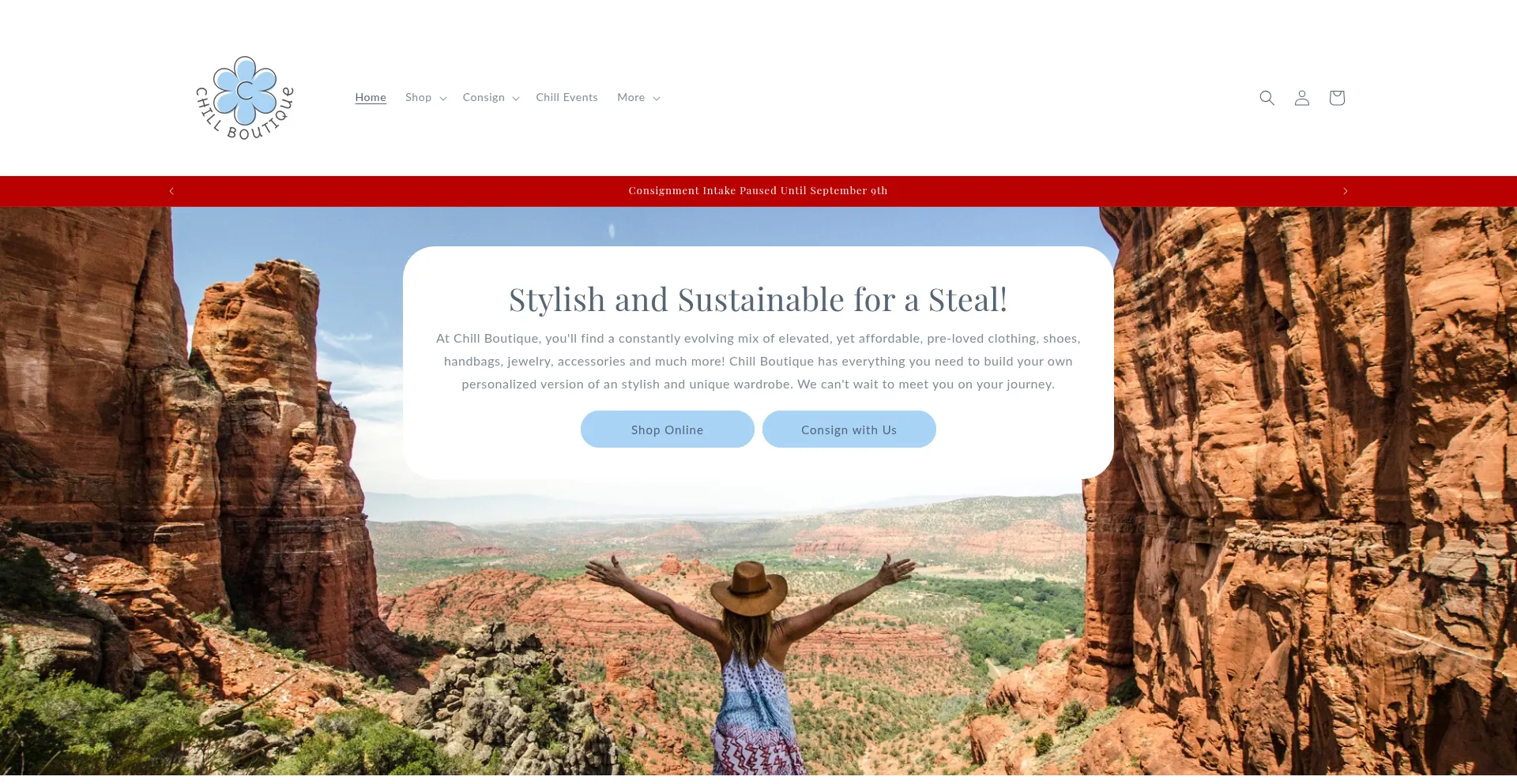 Website screenshot of Chillboutiqueconsignment.com