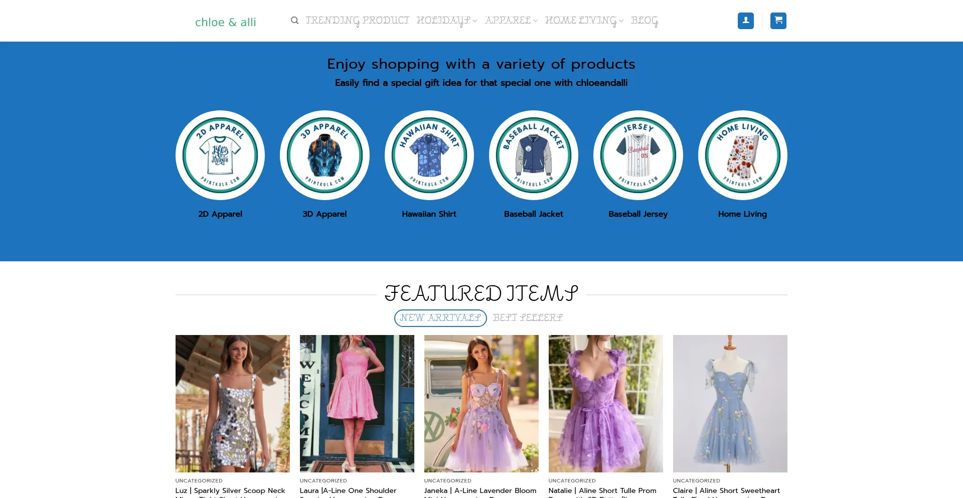 Website screenshot of Chloeandalli.shop