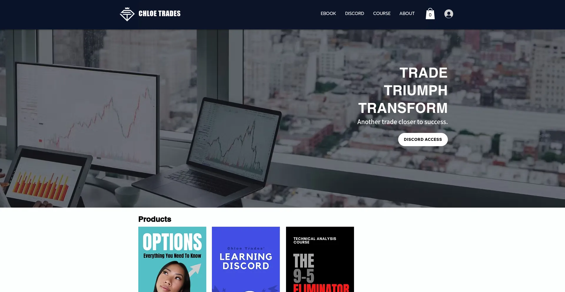 Website screenshot of Chloectrades.com