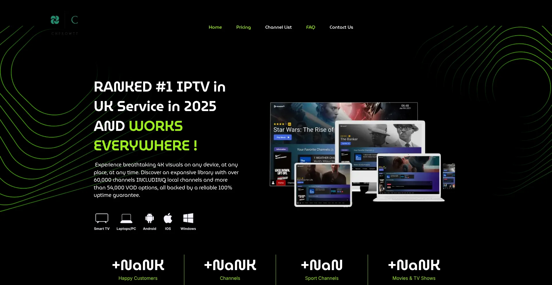 Website screenshot of Chprowttv.com