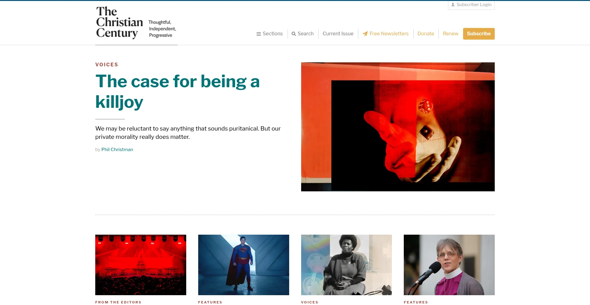 Website screenshot of Christiancentury.org
