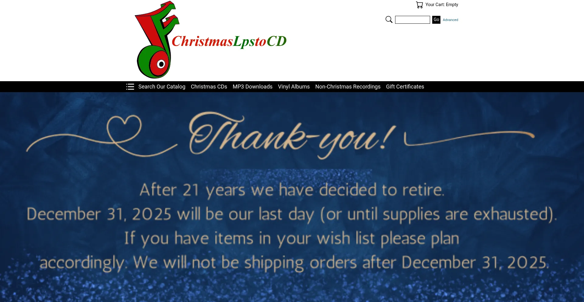 Website screenshot of Christmaslpstocd.com