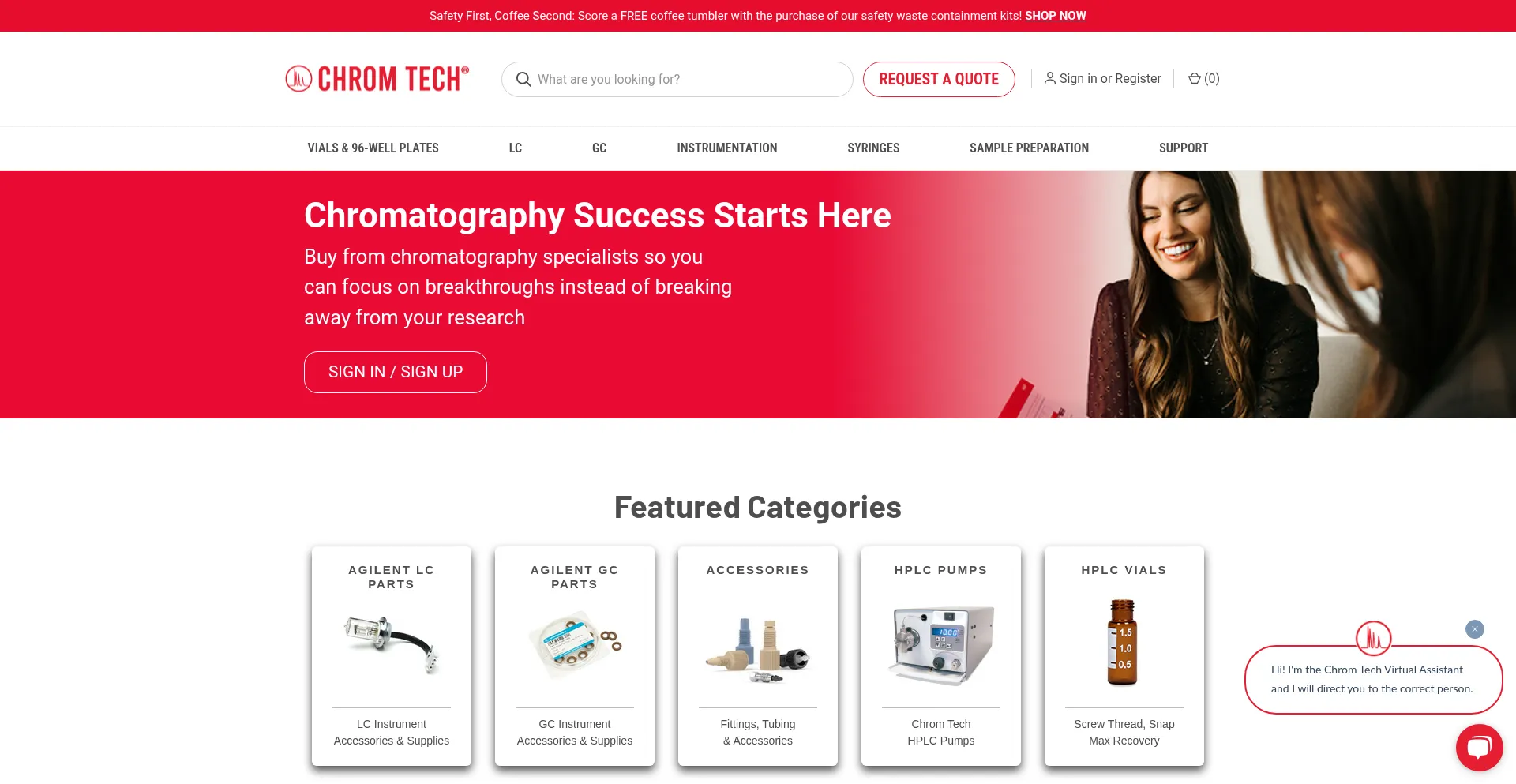 Website screenshot of Chromtech.com