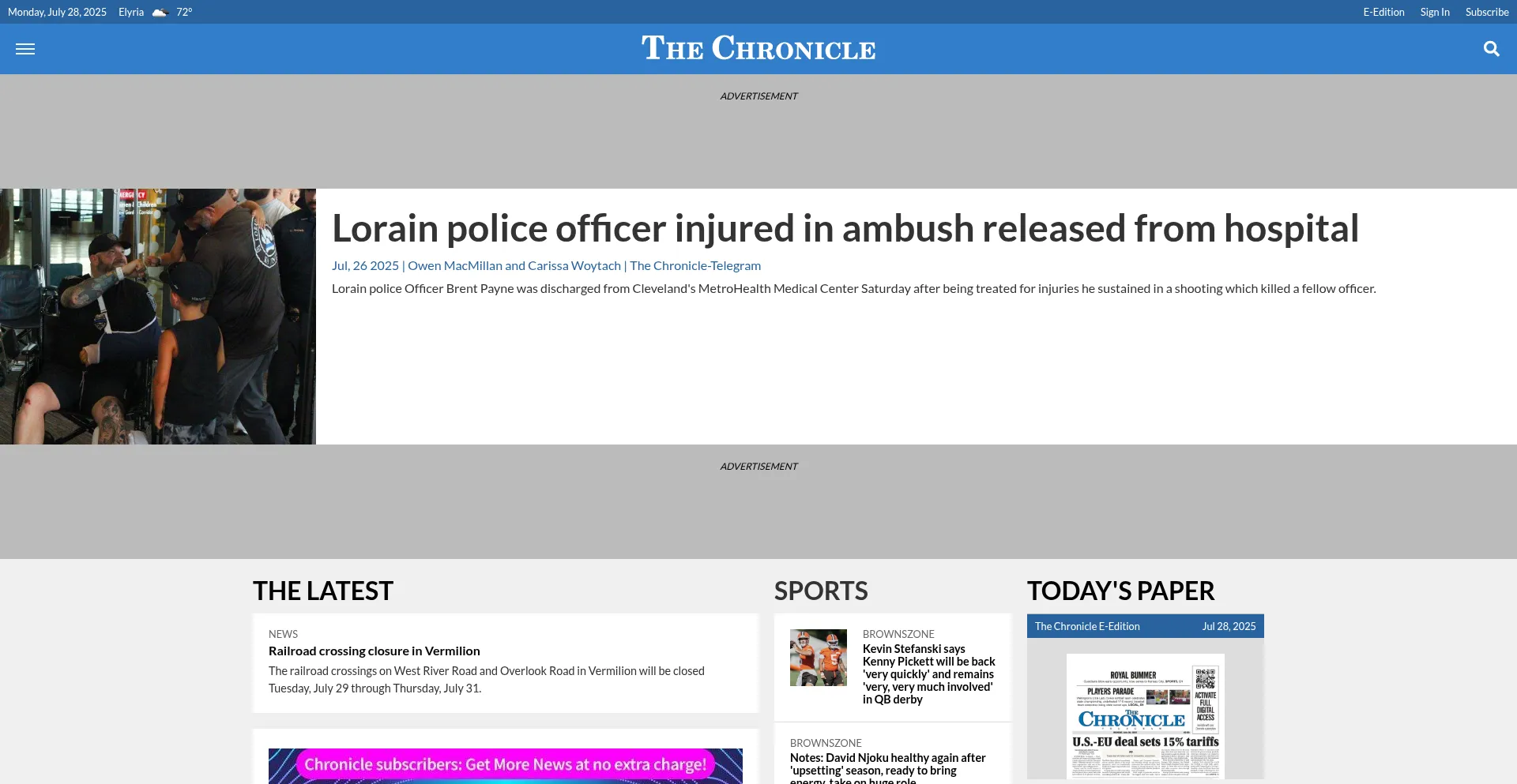 Website screenshot of Chroniclet.com