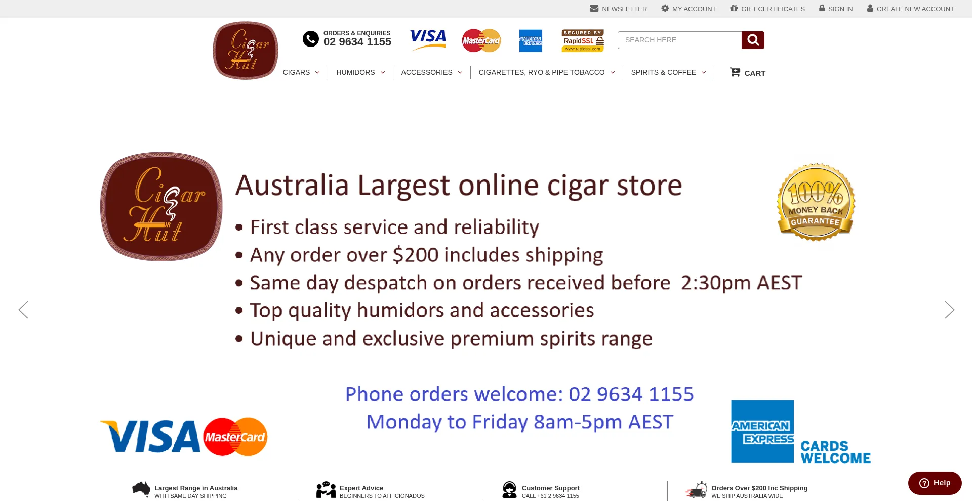 Cigarhut.com.au Screenshot