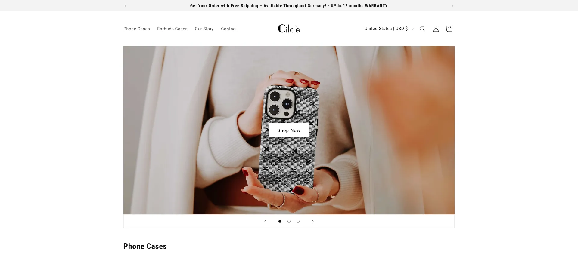 Website screenshot of Cilqe.com